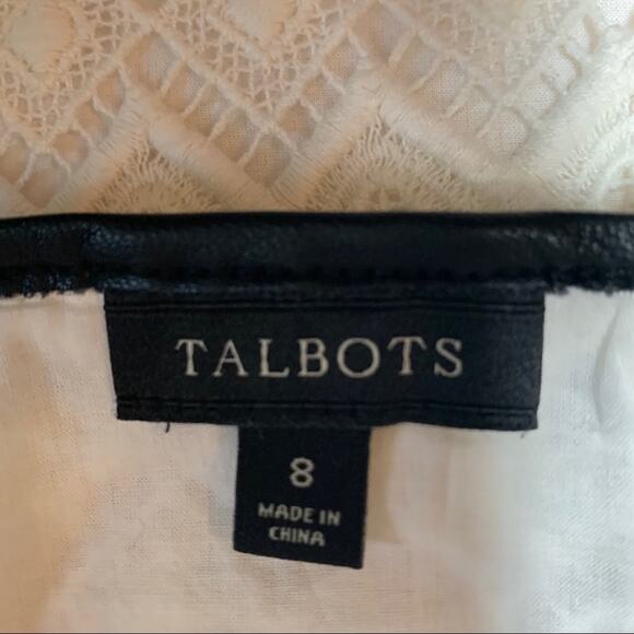 Talbots Short-Sleeve Blouse Cream Lace with Black Trim Size 8 - Picture 6 of 7